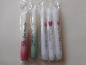 Stabkerzen mit DipDiy und Schriftzug